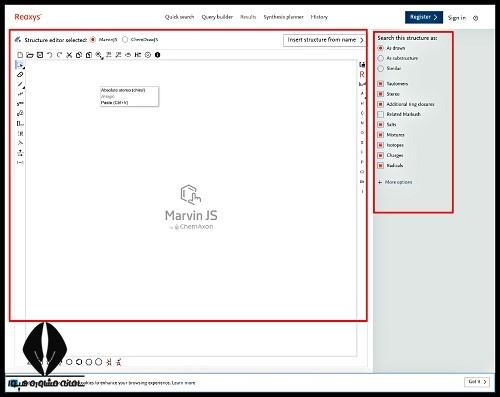 نحوه جستجو در پایگاه ری اکسیس Reaxys